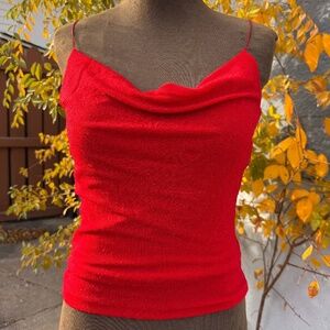 Fabulous Vintage Y2K Sparkly red cowl-neck cami